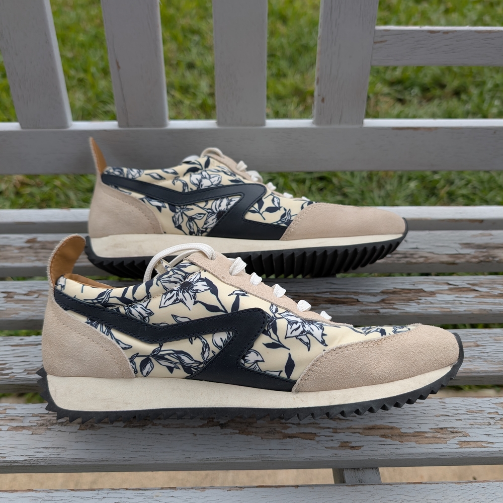 Rag & Bone Mixed Media Yellow Floral Retro Runner, sz39 - Picture 3 of 7
